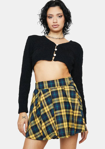 Plaid Pleated High Waist Mini Skirt