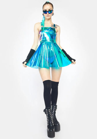 Aqua Gurl Hologram Overall Dress