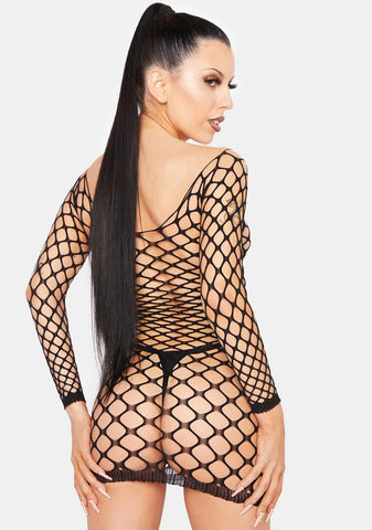The Reigning Fishnet Mini Dress