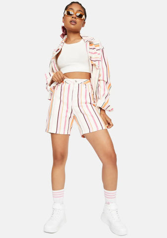 Carnival Kiss Striped Boyfriend Shorts