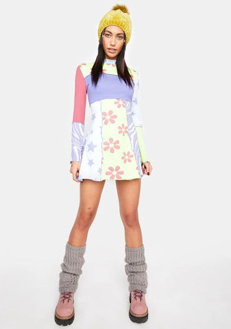 Season's Greetings Patchwork Mini Dress