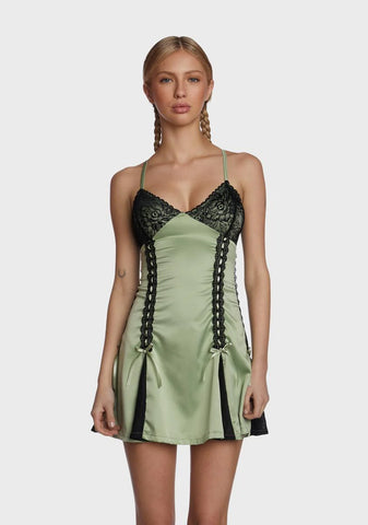 Late Night Rendezvous Slip Dress - Sage