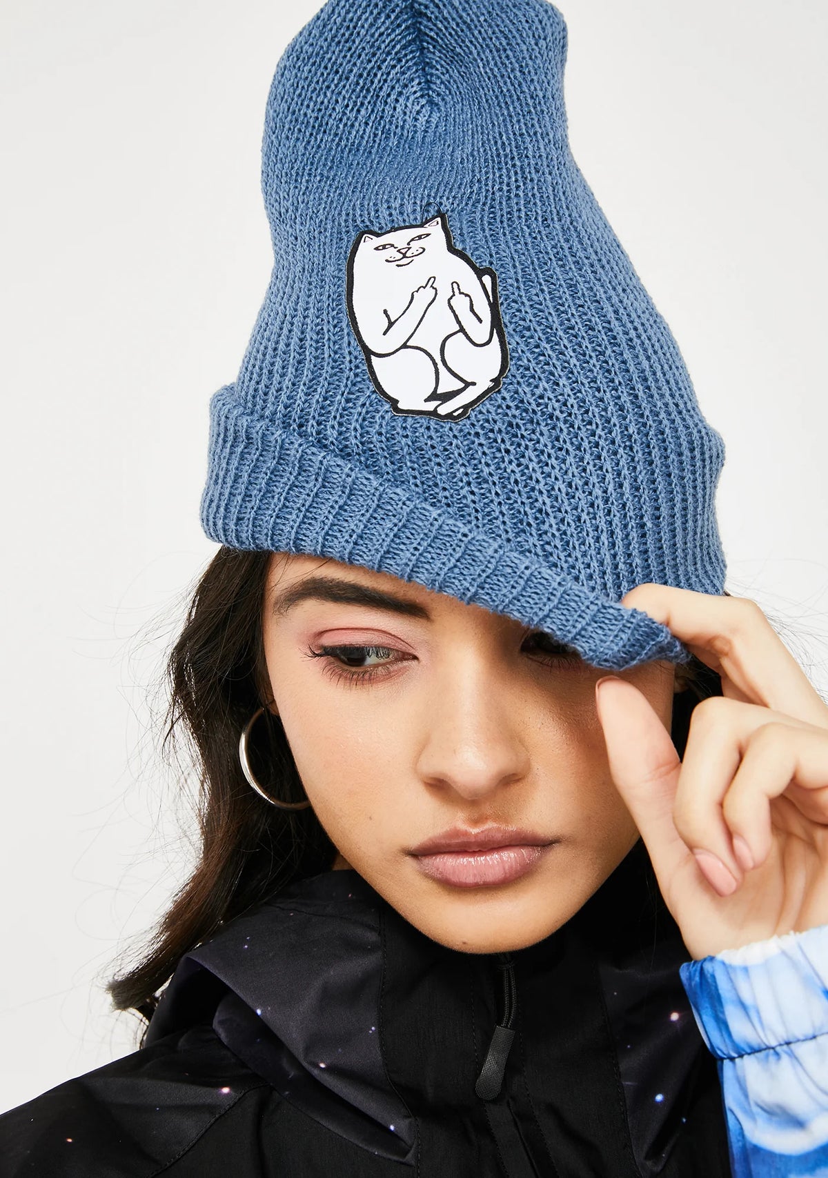 Blue Lord Nermal Ribbed Beanie