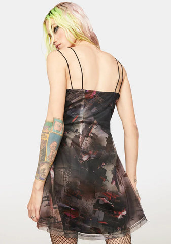 Waste Soil Series Printed Slip Dress