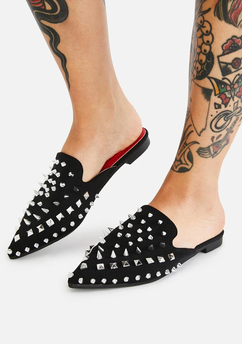 Silver Malacca Studded Flats