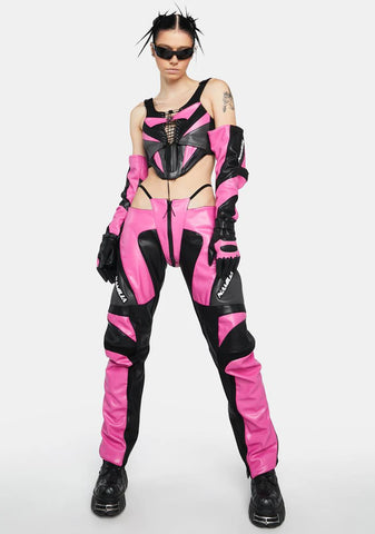 Pink Moto Thong Pants