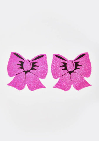 Pink Glitter Bow Pasties