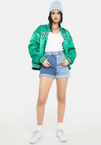 Two Tone Denim Mom Shorts