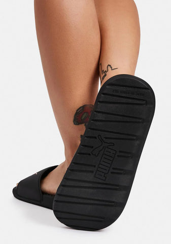 Cool Cat Rose Gold Metallic Logo Slides