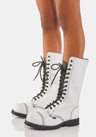 White Ranger 14 Eyelet Leather Combat Boots