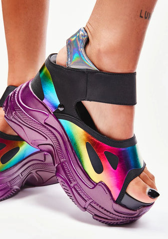 Rainbow Watch Me Glow Platform Sandals