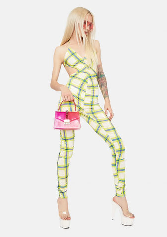 Stand For Something Plaid Open Back Jumpsuit