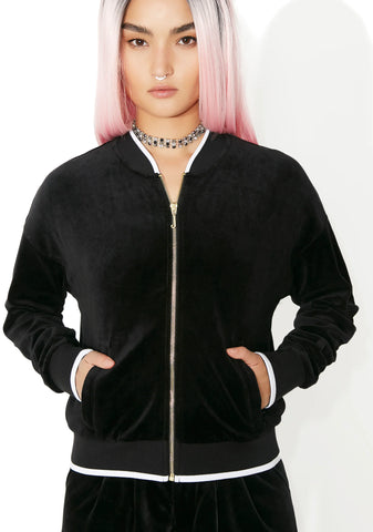 Velour Ruched Track Jacket