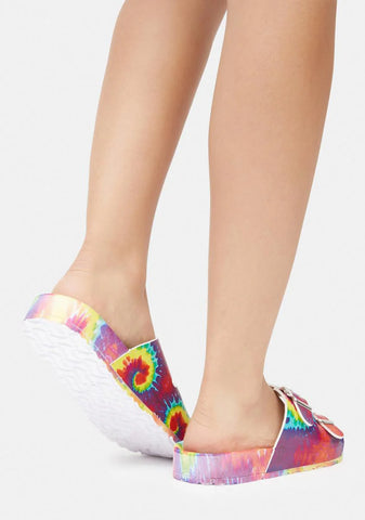 Hot Pleasure's All Mine Tie Dye Slides