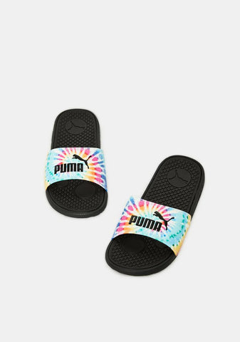 Tie Dye Cool Cat Women's Slides