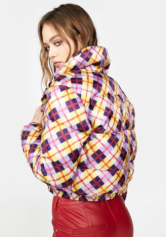 All Hail Me Plaid Puffer Jacket