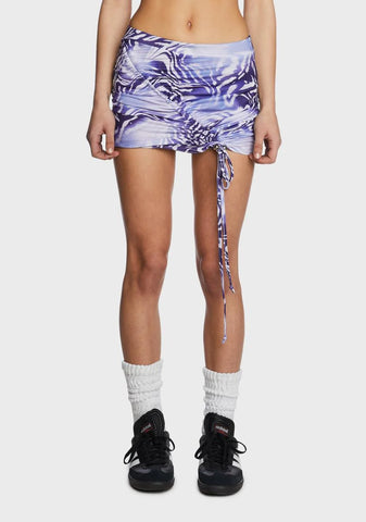 Zebra Ruched Mini Skirt