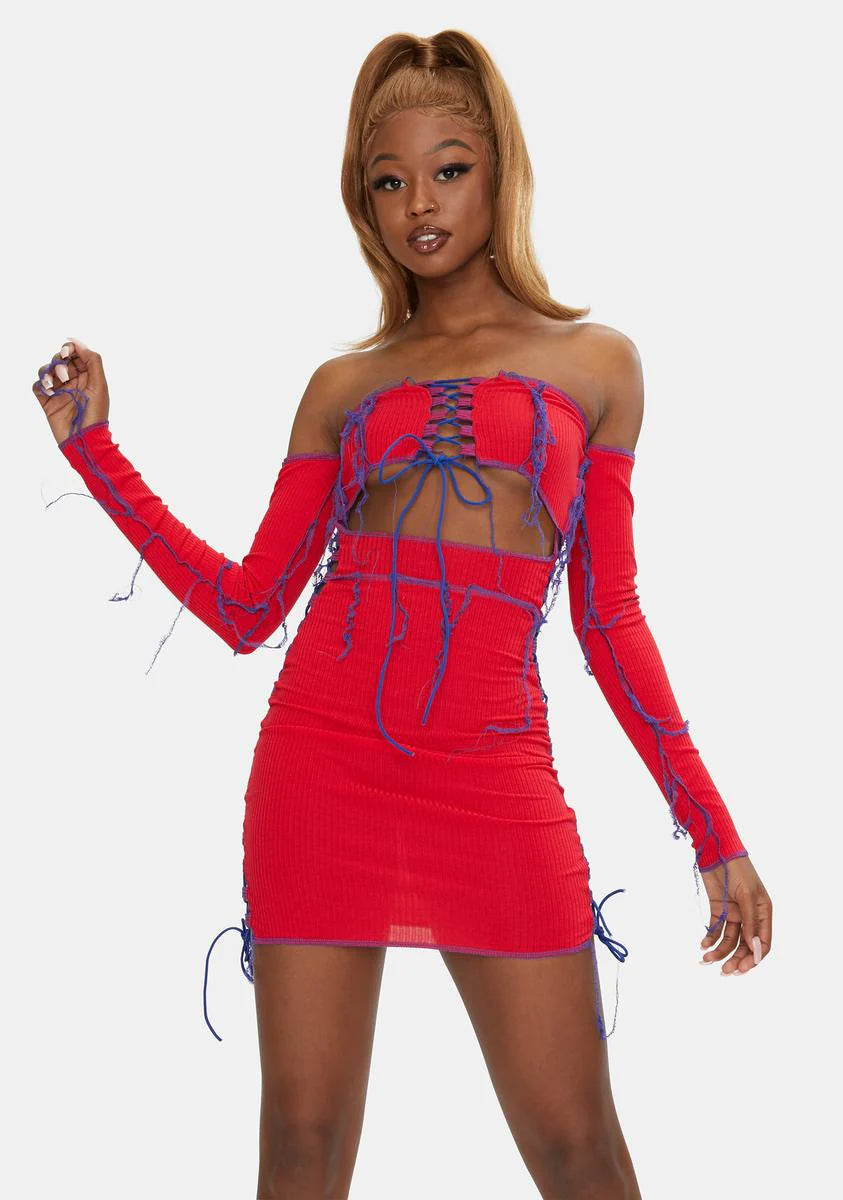 Cherry I Bodied That Lace-Up Mini Dress