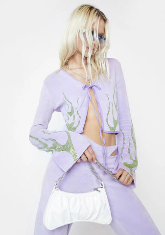 Lilac Destroy Toxic Masculinity Velour Flame Cardigan