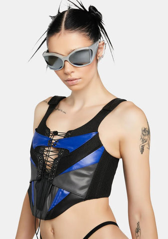 Blue Motocross Corset Top