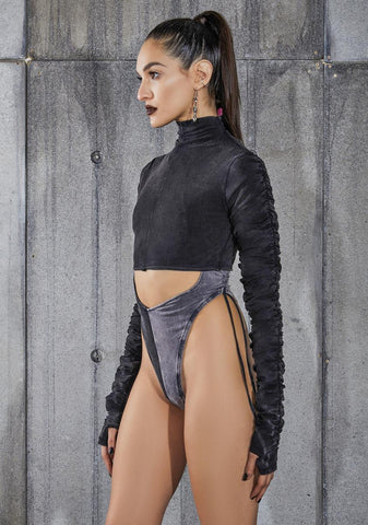 Snare Ruched Long Sleeve Crop Top