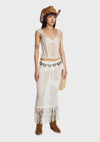 Dream Weaver Crochet Skirt - White