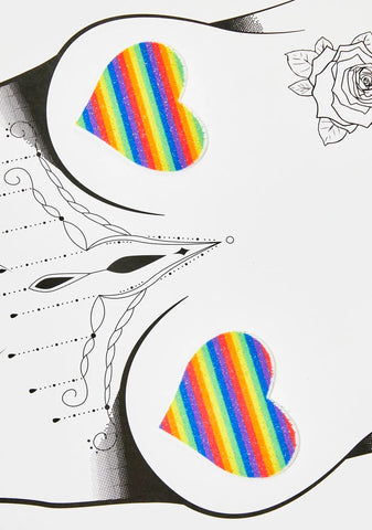 Double Rainbow Glitter Heart Pasties