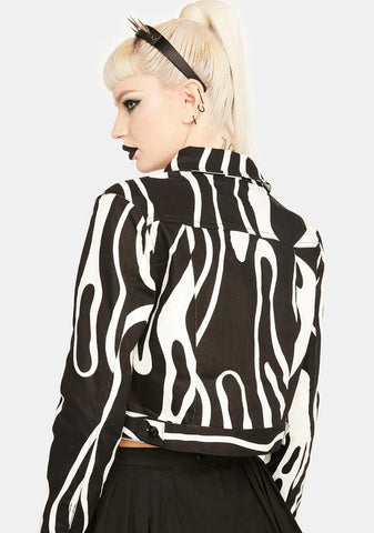 Warped Geo Print Jacket