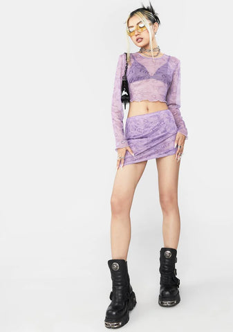 Angel Face Mesh Skirt Set