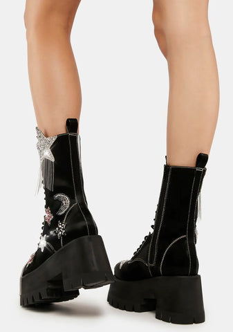 Mystic Superstar Liquid Velvet Platform Boots