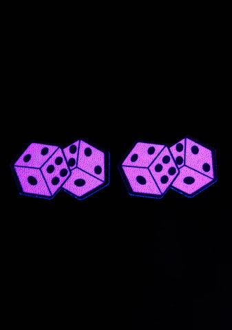 UV Reactive Pair Of Pink Dice Pasties