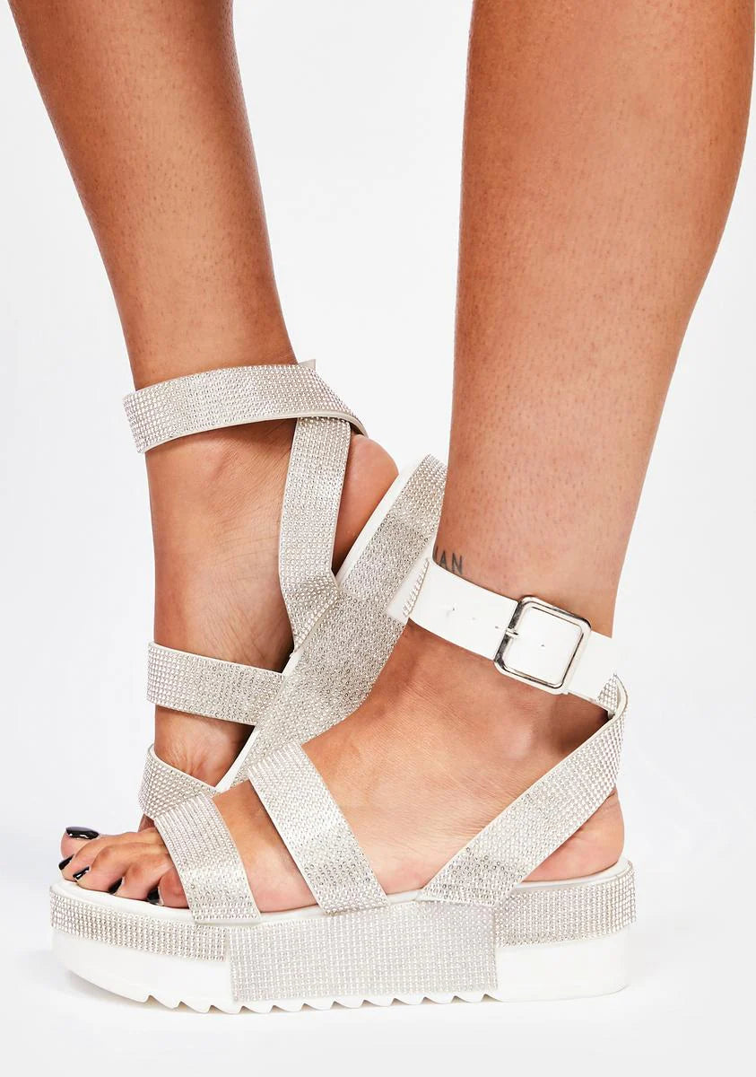 White Tyriq Platform Sandals