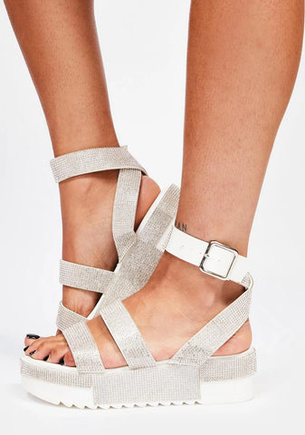 White Tyriq Platform Sandals
