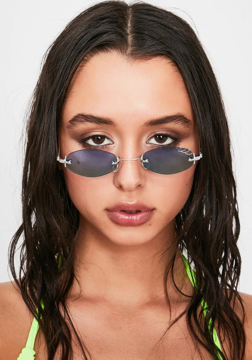 Blue Green Pierced Oval Sunglasses