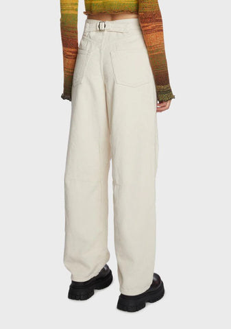Corduroy Logan Cinch Back Pants - Winter White