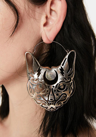 Lunar Kitty Hoop Earrings