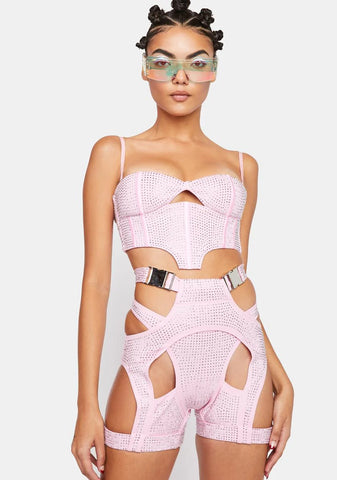 Pink Morph Cut-Out Shorts