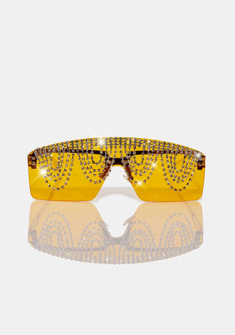 Honey Lustrous Visions Rhinestone Sunglasses