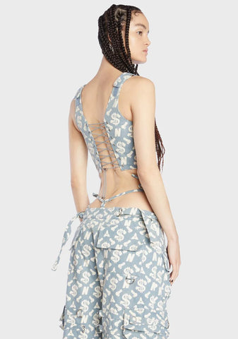 Monogram Denim Corset Top