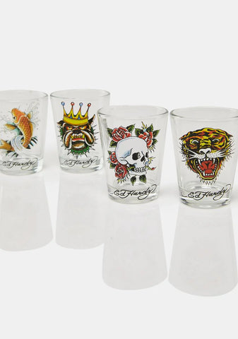 Ed Hardy 4-Pack Mini Glass Set