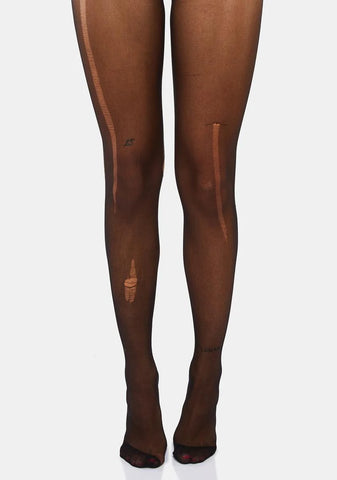 Atmosphere Black Distressed Tights