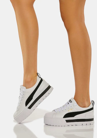 Mayze White Leather Platform Sneakers