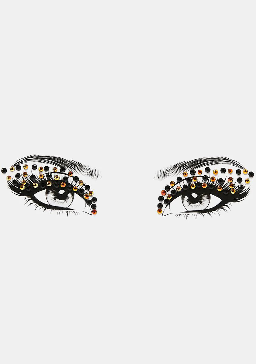 Tiered Orange & Black Rhinestone Face Gems