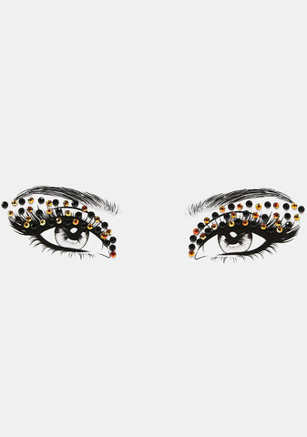 Tiered Orange & Black Rhinestone Face Gems