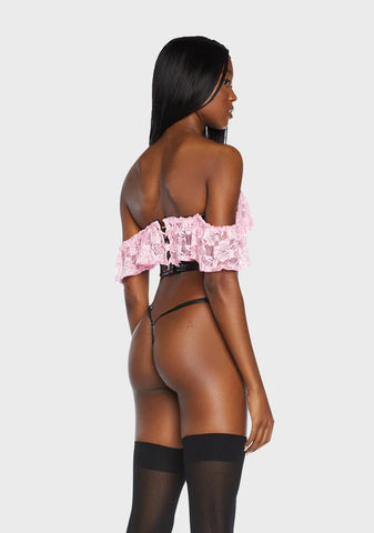 Lavish Light Pink Lace Bustier Top