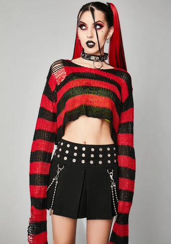 Sinful Super Creep Striped Crop Sweater
