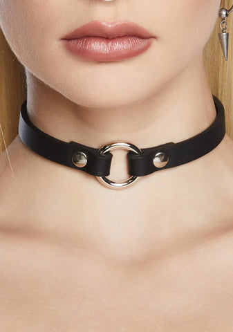 Black Vegan Skinny O-Ring Choker