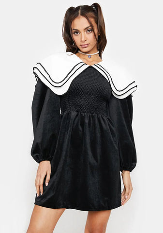 Lutz Velvet Collared Mini Dress