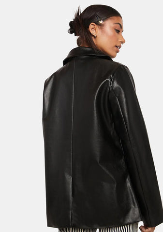 Vegan Leather Oversized Blazer