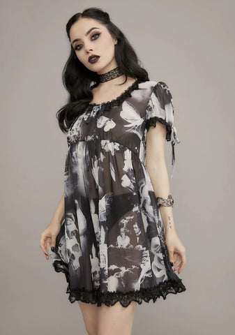 Tragic Accident Printed Babydoll Dress